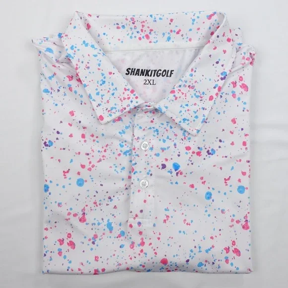 Shank It Golf Polo Men's 2XL XXL Paint Splatter Performance Stretch - Picture 16 of 16